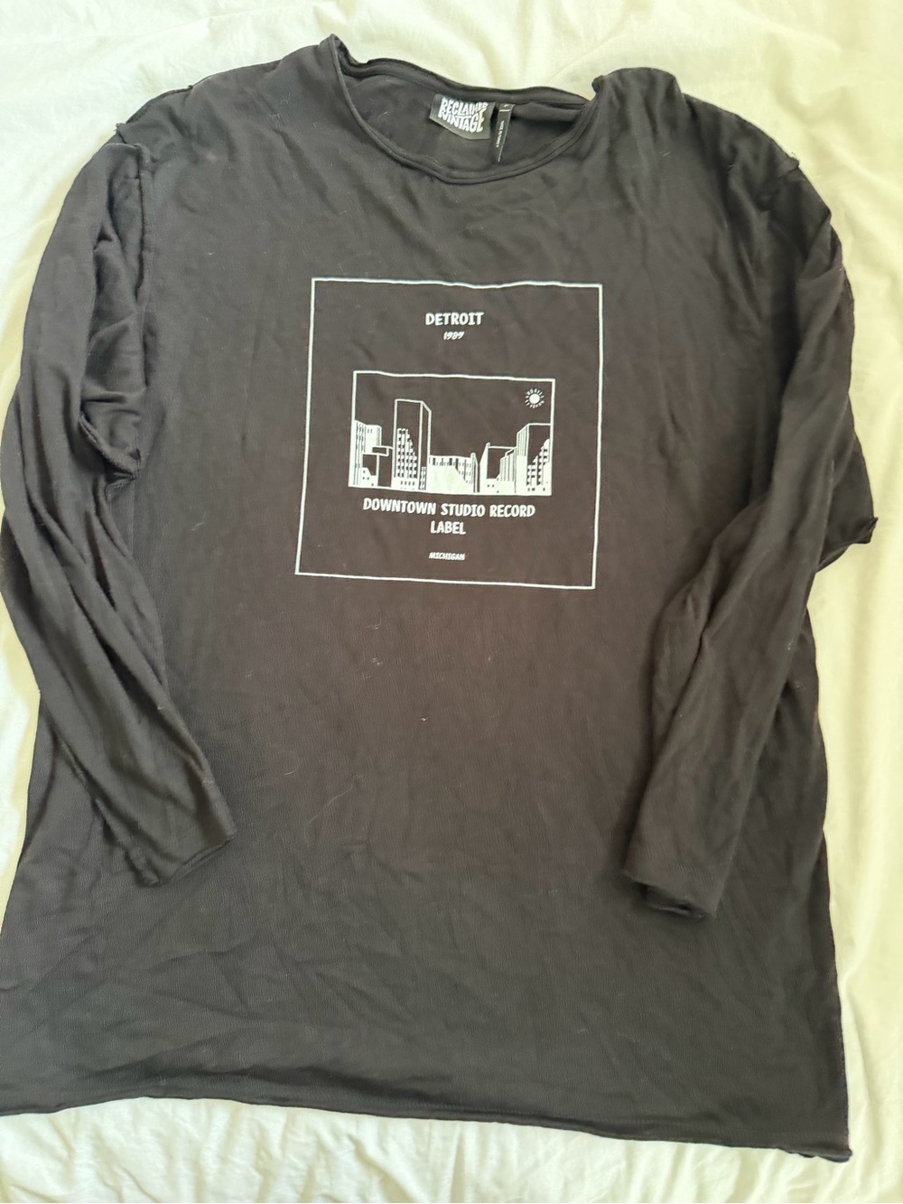 Reclaimed Vintage Black Long Sleeve Detroit Graphic Tee